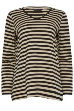 M&Co Beige Brown Stripe V-Neck Cotton Long Sleeve T-Shirt 12 M&Co Beige Brown Stripe V-Neck Cotton Long Sleeve T-Shirt -M&Co Sales Store f7daf0ce ea9b 49 500208 X scaled