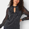 M&Co Black Shimmer Keyhole Blouse