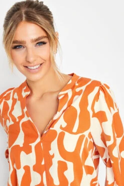 M&Co Orange Abstract Print 3/4 Sleeve Blouse 10 M&Co Orange Abstract Print 3/4 Sleeve Blouse -M&Co Sales Store faf79556 d971 43 550555 D scaled