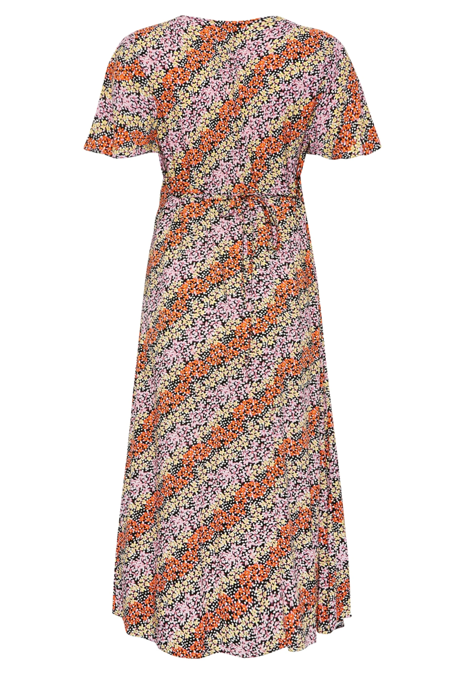M&Co Orange Ditsy Floral Print Midi Button Through Tea Dress 8 M&Co Orange Ditsy Floral Print Midi Button Through Tea Dress - Image 8