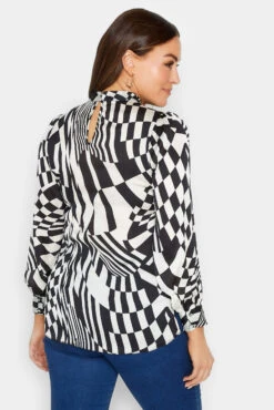 M&Co Black & White Abstract Print High Neck Satin Blouse 9 M&Co Black & White Abstract Print High Neck Satin Blouse -M&Co Sales Store fb3b024f 8f0d 42 550078 C scaled