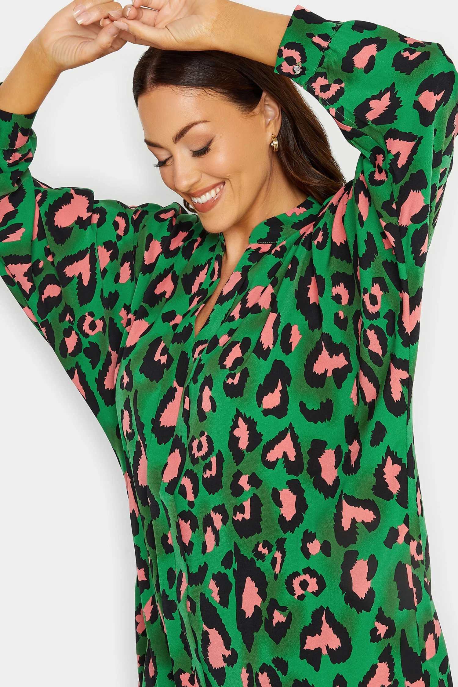 M&Co Dark Green Leopard Print Blouse 4 M&Co Dark Green Leopard Print Blouse - Image 4