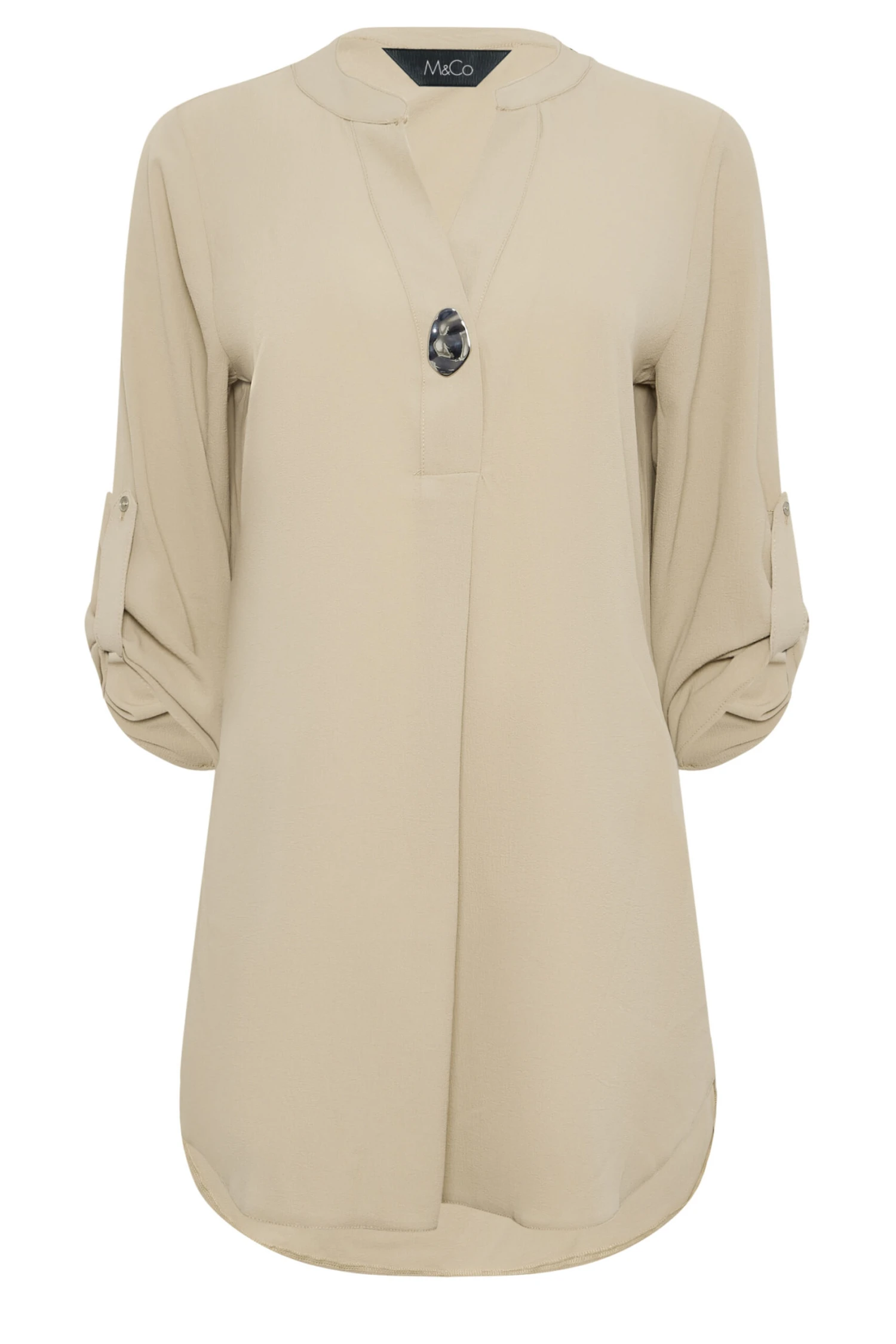 M&Co Beige Brown Long Sleeve Button Blouse 6 M&Co Beige Brown Long Sleeve Button Blouse - Image 6