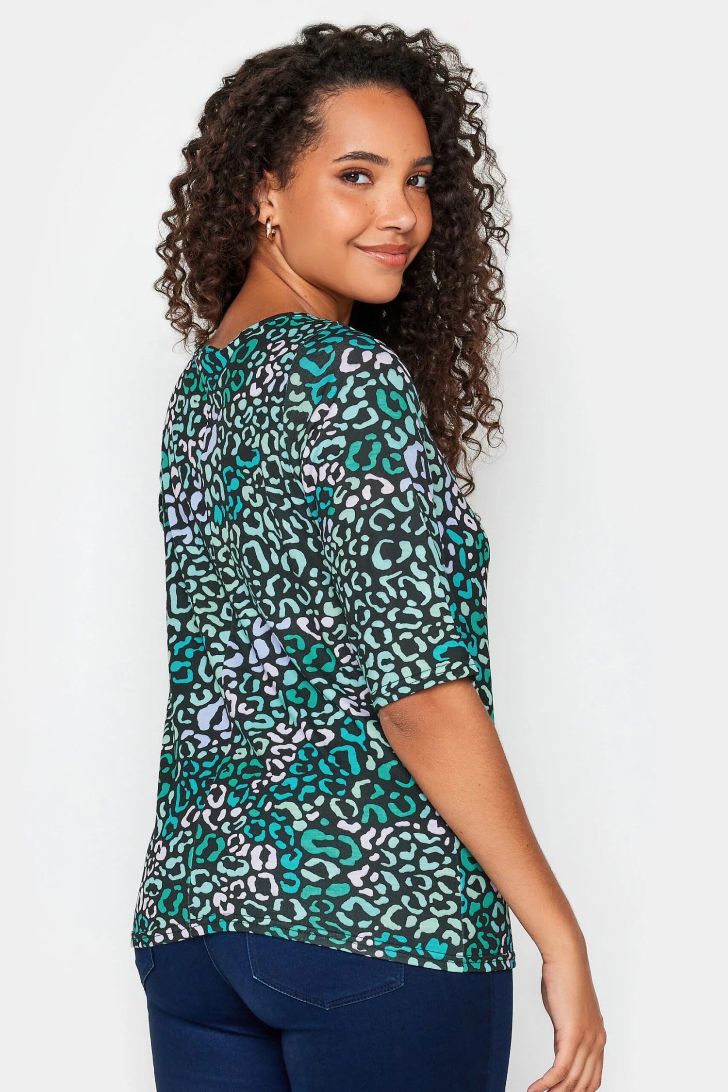 M&Co Blue Leopard Print Tie Front Top 3 M&Co Blue Leopard Print Tie Front Top - Image 3