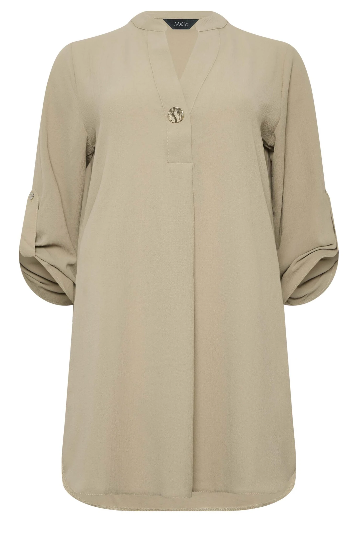 M&Co Brown Statement Button Tab Sleeve Shirt 6 M&Co Brown Statement Button Tab Sleeve Shirt - Image 6