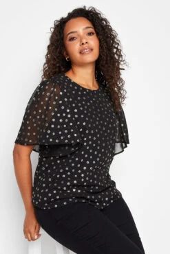 M&Co Black Spot Print Blouse