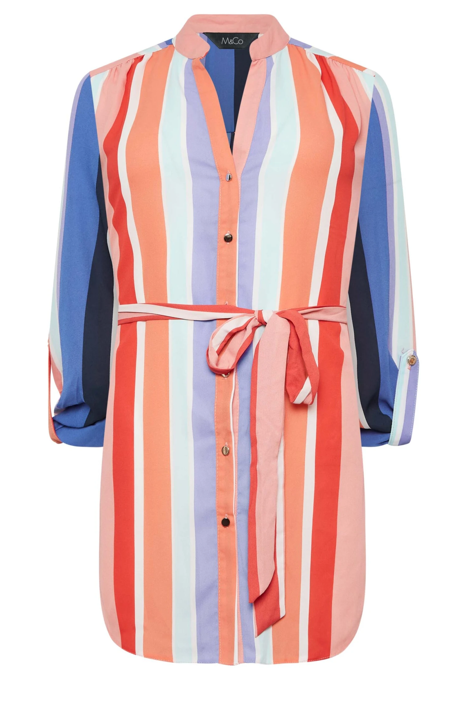 M&Co Pink Stripe Tie Waist Blouse 6 M&Co Pink Stripe Tie Waist Blouse - Image 6