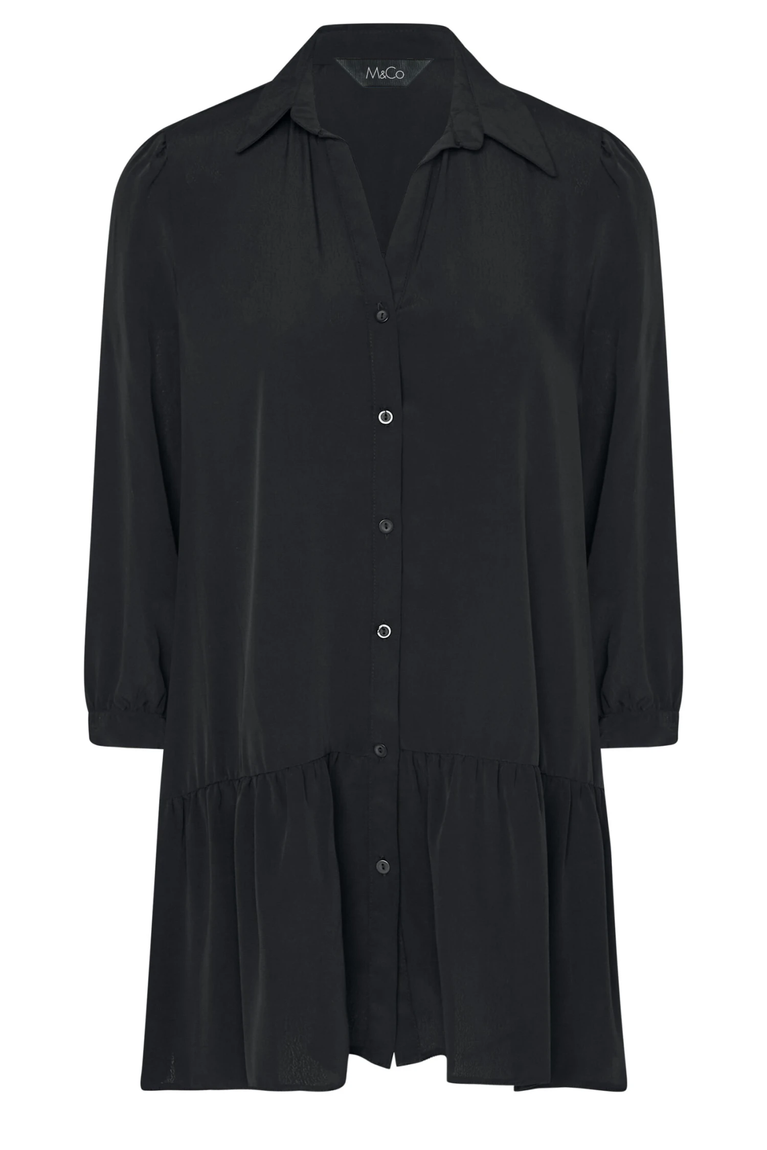 M&Co Black Frill Hem Shirt 6 M&Co Black Frill Hem Shirt - Image 6