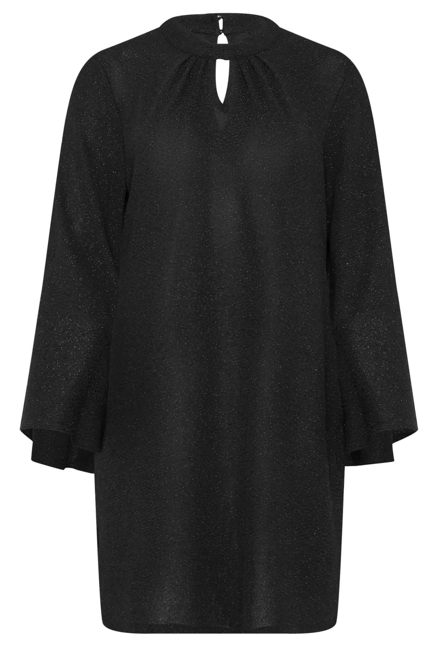 M&Co Black Shimmer Bell Sleeve Mini Dress 6 M&Co Black Shimmer Bell Sleeve Mini Dress - Image 6